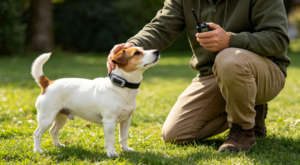 E-collar training for beginners with dog and trainer