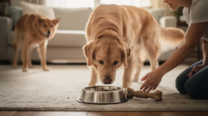 What causes resource guarding in dogs near food bowls