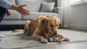 What causes resource guarding in dogs around food
