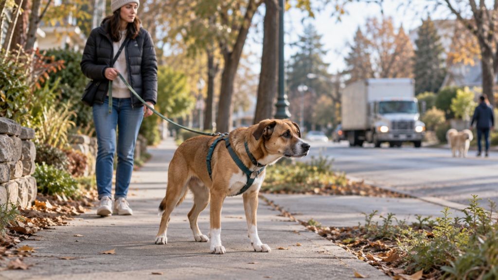 dog stops walking